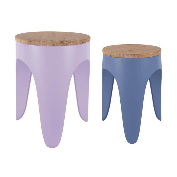 Set di sgabelli blu/viola in metallo 2 pz Double Funky – Leitmotiv