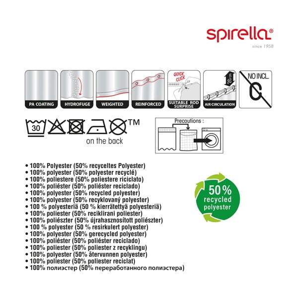 Tenda per doccia 180x200 cm Liv – Spirella-image-1
