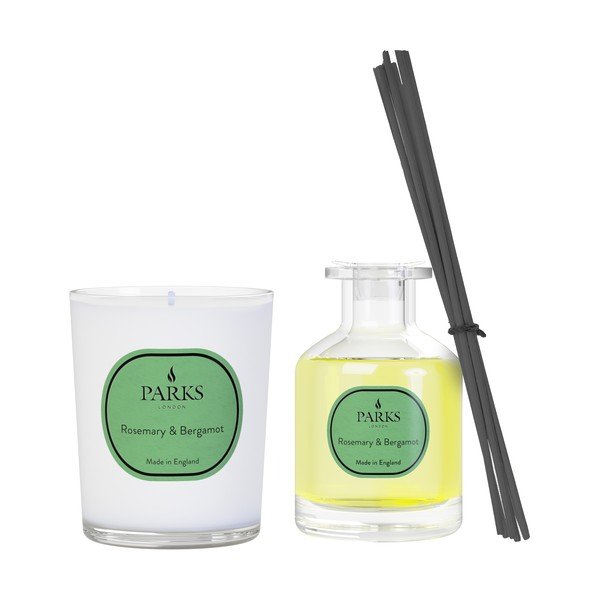 Dárková sada svíčky a difuzéru Parks Candles London Vintage Aromatherapy, vůně rozmarýnu