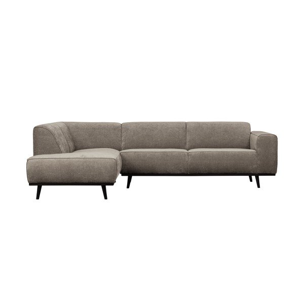Divano angolare grigio chiaro (con penisola a sinistra/a L) con rivestimento in velluto a coste Statement – WOOOD