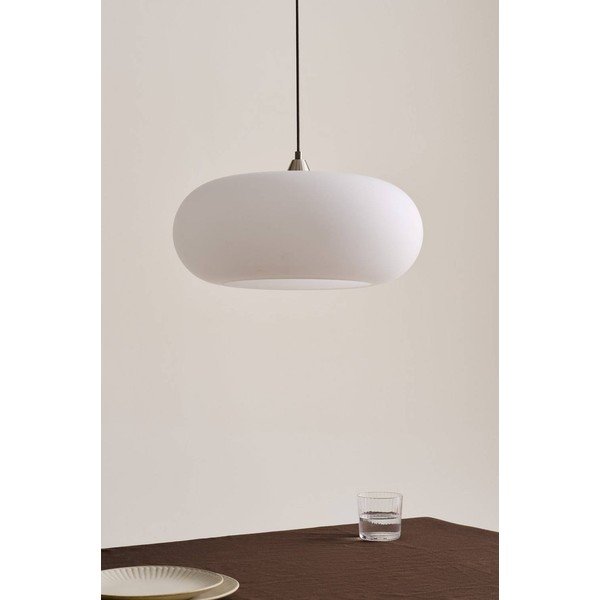 Lampadario bianco/color argento opaco in vetro opale ø 43 cm Thalia – Jotex-image-3