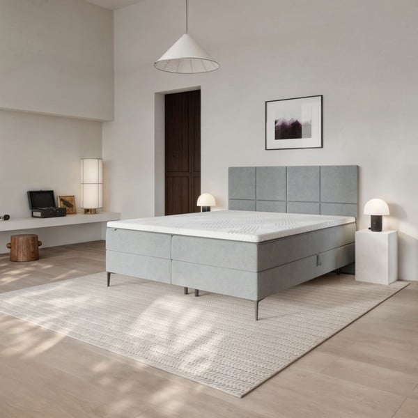 Letto boxspring grigio con spazio contenitivo 180x200 cm Bufo – MESONICA-image-1