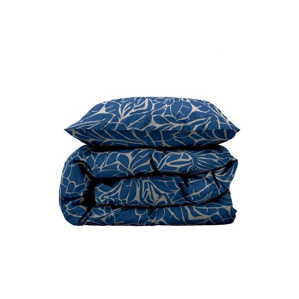 Biancheria da letto singola damascata blu 140x200 cm Abstract leaves - Södahl