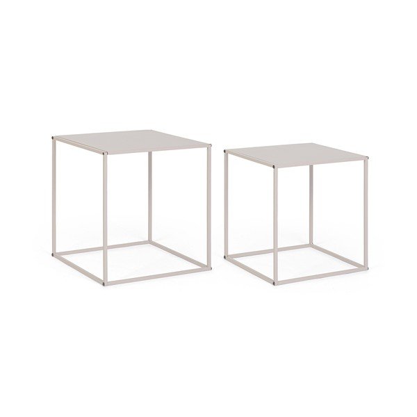 Set di tavolini da salotto beige in metallo 2 pz 38x38 cm Alrik – Yes Everyday-image-2