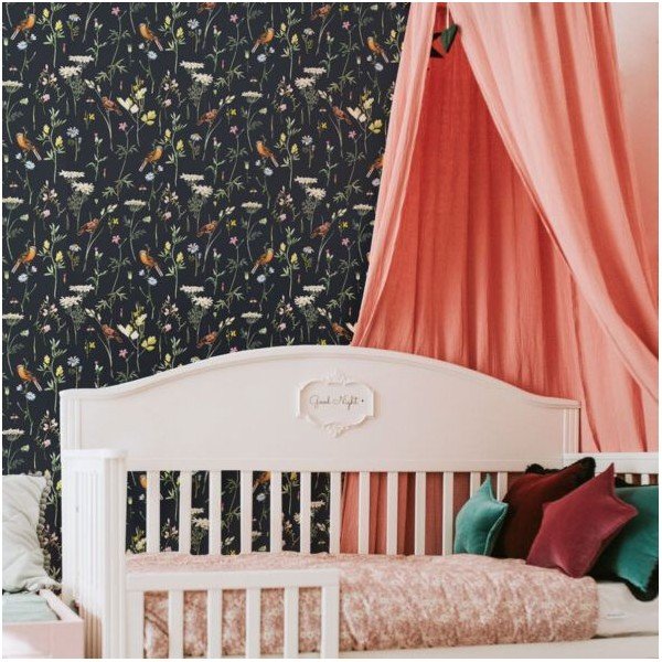 Carta da parati 100 cm x 280 cm Meadow with Birds - Dekornik-image-1
