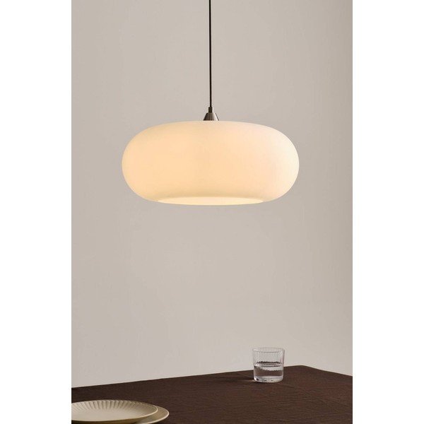 Lampadario bianco/color argento opaco in vetro opale ø 43 cm Thalia – Jotex-image-1