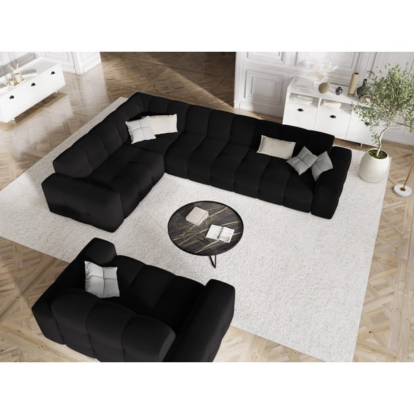 Divano in velluto nero 156 cm Kendal - Micadoni Home-image-1