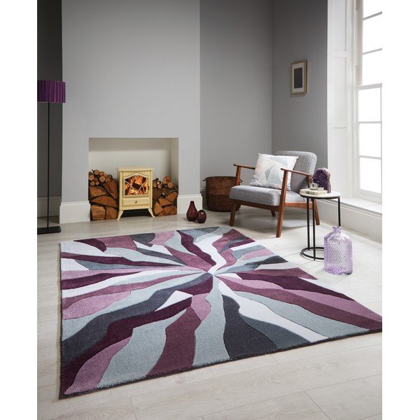 Tappeto grigio e viola Splinter Purple, 120 x 170 cm - Flair Rugs-image-3