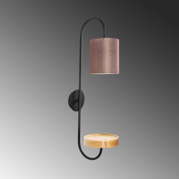 Lampada da parete in metallo nero con paralume marrone scuro Opviq luci Marylena - Opviq lights-image-1
