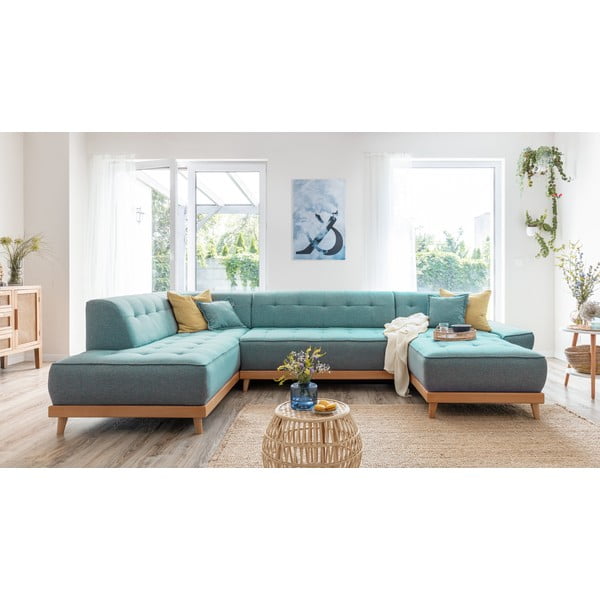 Divano letto angolare turchese (angolo sinistro/"U") Dazzling Daisy - Miuform-image-3