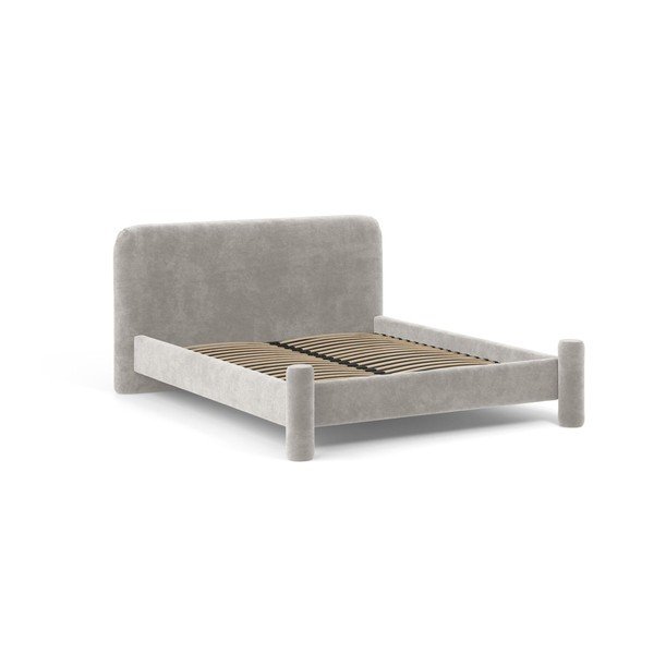 Letto matrimoniale imbottito grigio chiaro con rete inclusa 160x200 cm Vera – Micadoni -image-2