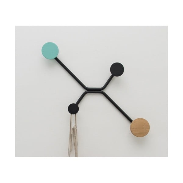 Appendiabiti da parete nero con dettaglio verde menta Hook - Gazzda-image-3