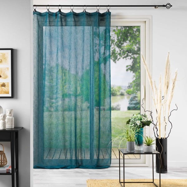 Tenda sottile blu in voile 140x240 cm Linka – douceur d'intérieur-image-2