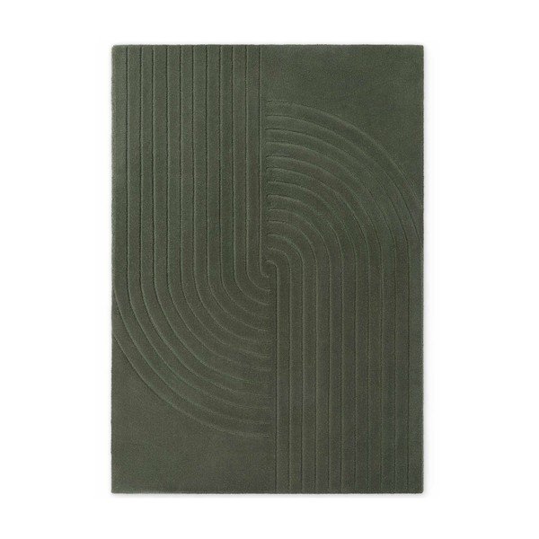 Tappeto verde scuro in lana tessuto a mano 200x300 cm Arcura – Vikosa