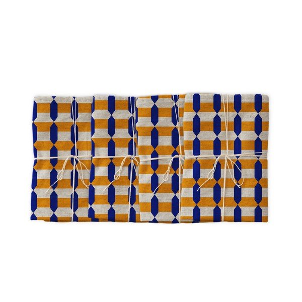 Set di 4 tovaglioli di lino arancione geometrico, 43 x 43 cm - Really Nice Things