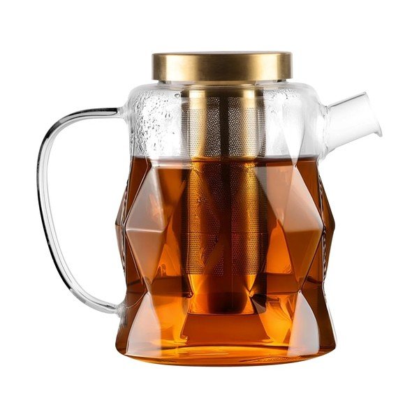 Teiera dorata in vetro con filtro 1,3 l Geo – Vialli Design