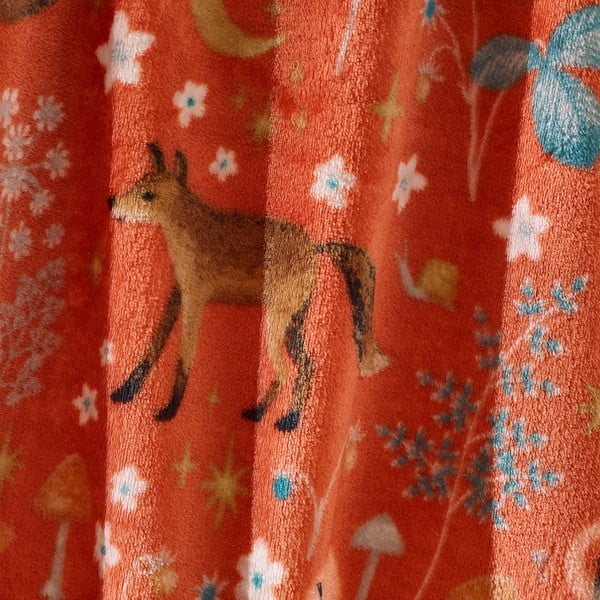 Coperta arancione in micropile 130x170 cm Enchanted Twilight Animals – Catherine Lansfield-image-2