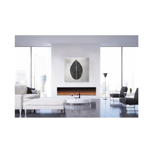 Quadro su tela Uno Black Leaf, 65 x 65 cm Silver - Styler-image-1