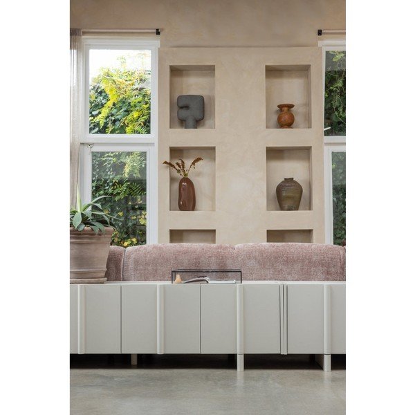 Mobile TV grigio chiaro in pino massiccio 152x53x46 cm Basu – WOOOD-image-1