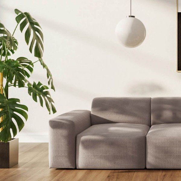 Divano beige rivestito in velluto a coste 285 cm Villet – Rodier-image-3