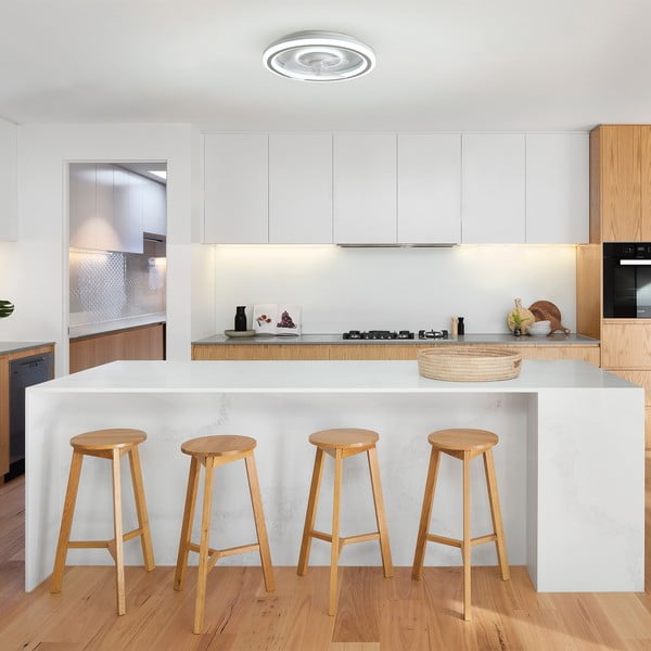 Plafoniera a LED bianca con telecomando e ventilatore Alan - SULION-image-2