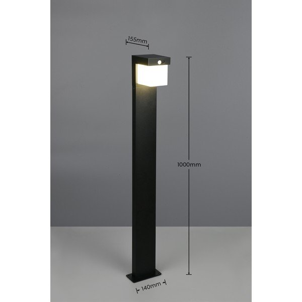 Illuminazione esterna LED con alimentazione a pannelli solari con sensore di movimento a colonna (altezza totale 100 cm) Colombo – Reality-image-4