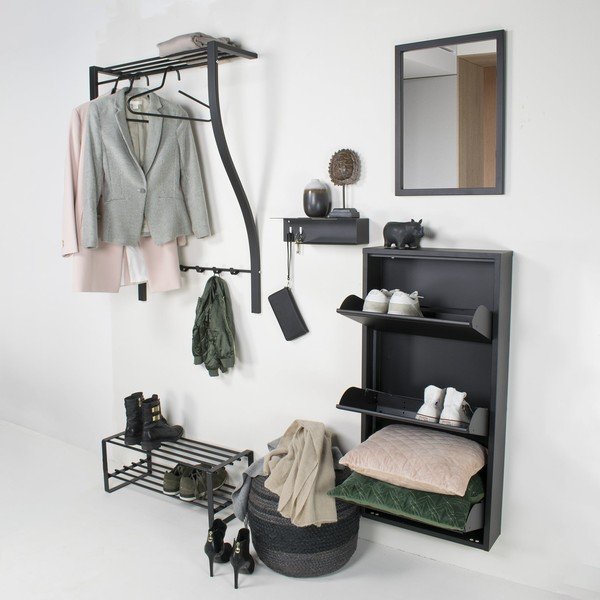 Attaccapanni da parete argentato in metallo con scaffale 75 cm Carve – Spinder Design-image-1