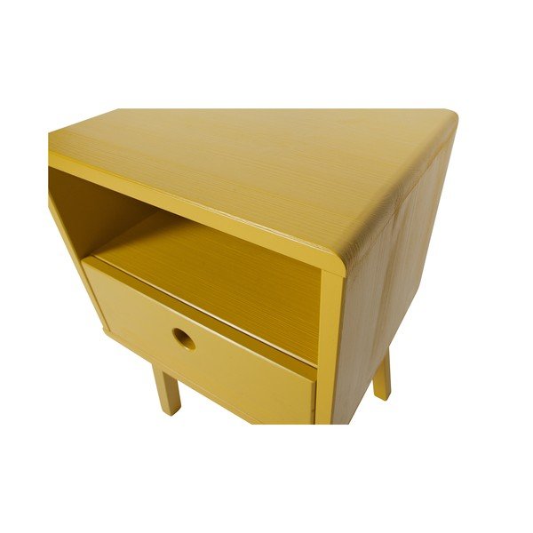 Žlutý noční stolek z masivního borovicového dřeva WOOOD Sammie-image-1