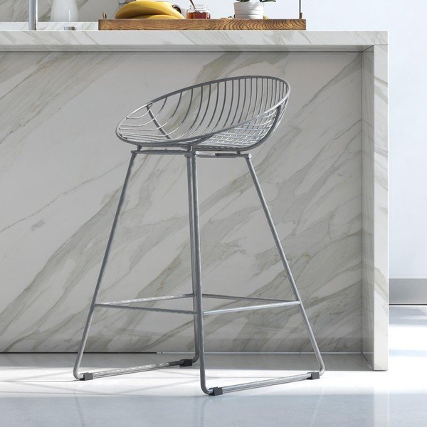 Sgabello da bar grigio in metallo Ellis – Støraa-image-2