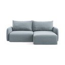 Divano angolare blu allungabile/con contenitore (con penisola a destra/con chaise lounge) con rivestimento in velluto Kalena – Makamii