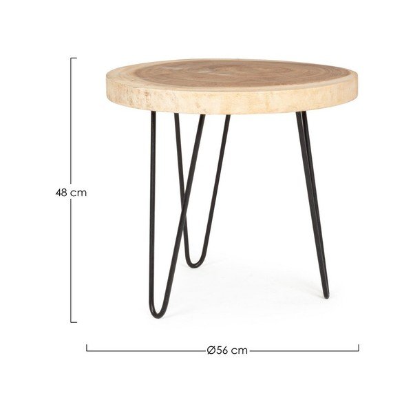 Tavolino rotondo in munggur massiccio ø 56 cm Tuala – Bizzotto-image-3