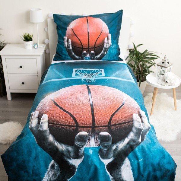Set copripiumino e federa da bambini in cotone per letto singolo 140x200 cm Basketball – Jerry Fabrics-image-1