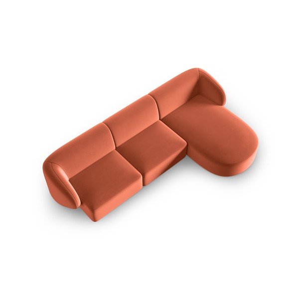 Divano angolare rosa (con penisola a destra/con chaise lounge) con rivestimento in velluto Paolo – Milo Casa-image-2