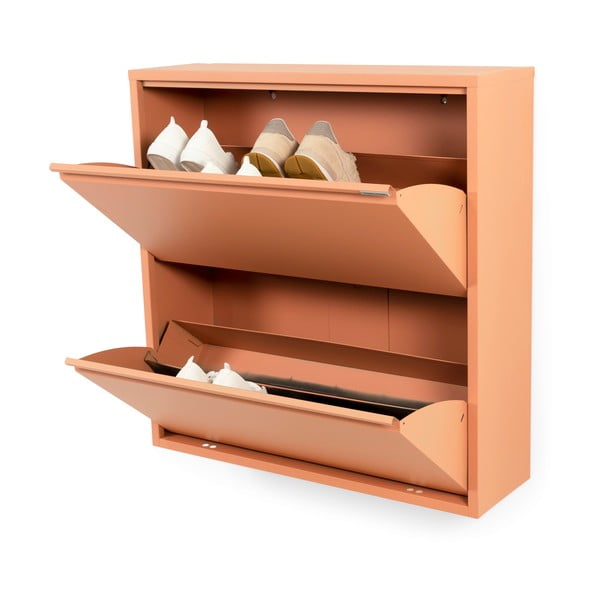Scarpiera color salmone in metallo con ante ribaltabili 75x77,5x22,5 cm Billy – Spinder Design-image-2