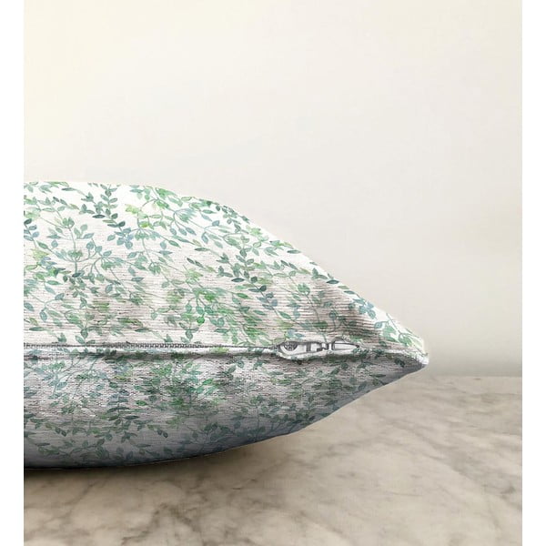 Federa in misto cotone beige e verde Twiggy, 55 x 55 cm - Minimalist Cushion Covers-image-1