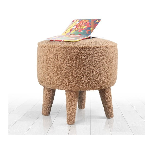 Pouf marrone per bambini in tessuto bouclé Moouv - Artie-image-2