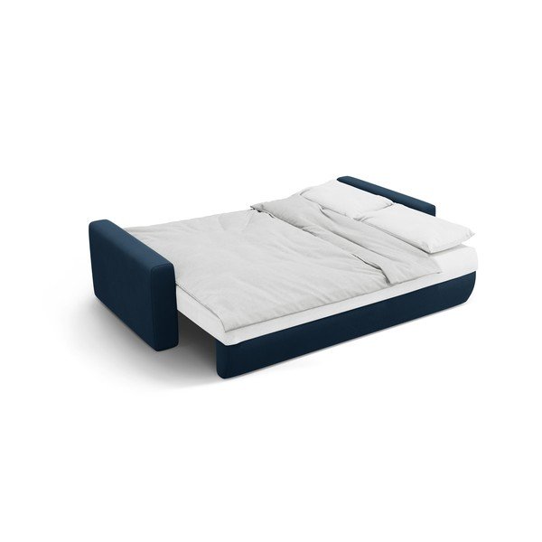 Divano blu scuro allungabile con contenitore e rivestimento in velluto 238 cm Belfast – Cosmopolitan Design-image-3