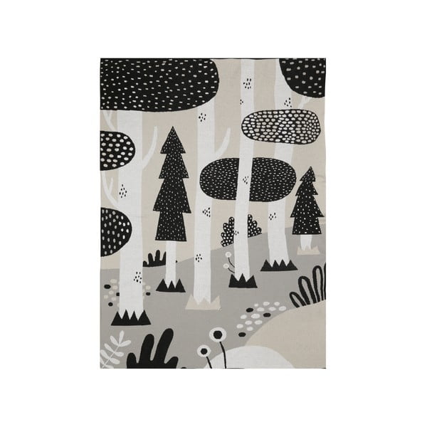 Copriletto in cotone nero e grigio per bambini , 100 x 150 cm Magic Forest - Södahl