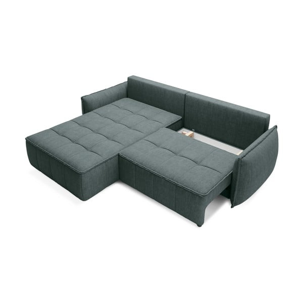 Divano angolare verde allungabile/con contenitore (con penisola a sinistra/con chaise lounge) e rivestimento in velluto Campo – ELTAP-image-2