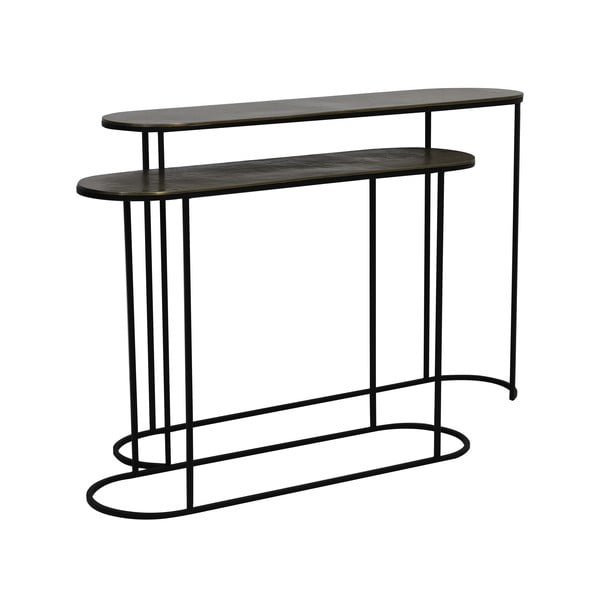 Tavolo consolle in metallo color bronzo in set da 2 pezzi 28x118 cm Bocov - Light & Living-image-1