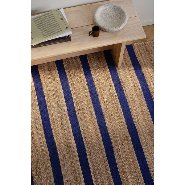 Tappeto blu/di colore naturale in misto iuta tessuto a mano 200x300 cm Otti – Jotex-image-1