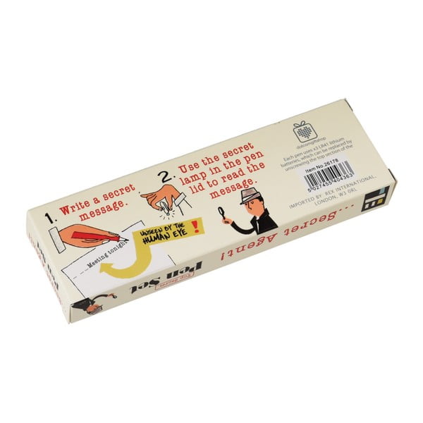 Set di 2 penne spia con inchiostro invisibile e luce UV Agente Segreto - Rex London-image-2