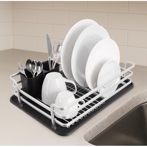 Scolapiatti bianco e nero in metallo 43x32 cm Deluxe – Orion-image-1