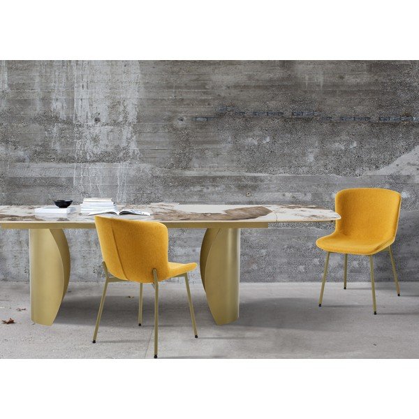 Sedie da pranzo in set giallo ocra 2 pz Snug – Tomasucci-image-1