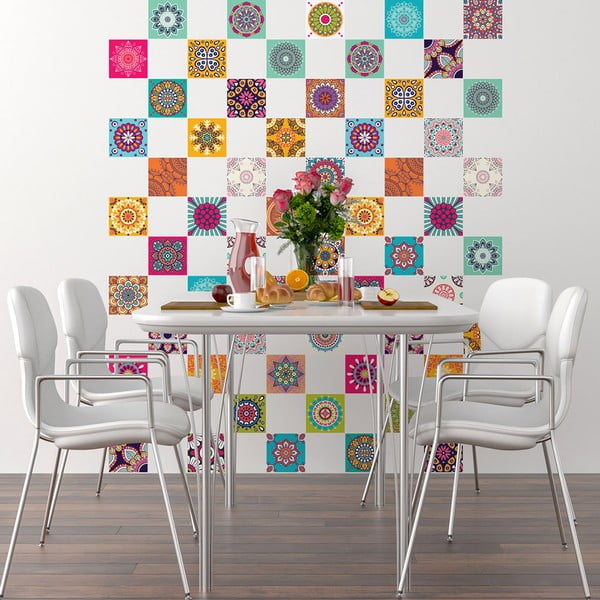 Set di 60 adesivi murali Tiles Vintage, 10 x 10 cm - Ambiance-image-1