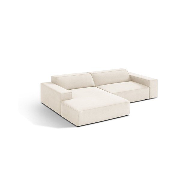 Divano angolare componibile color crema (con penisola a sinistra/con chaise lounge) con rivestimento in velluto Jodie – Micadoni 