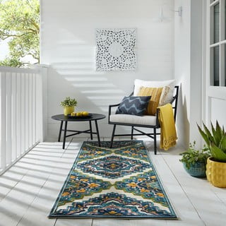 Tappeto blu per esterni 80x230 cm Beach Floral - Flair Rugs