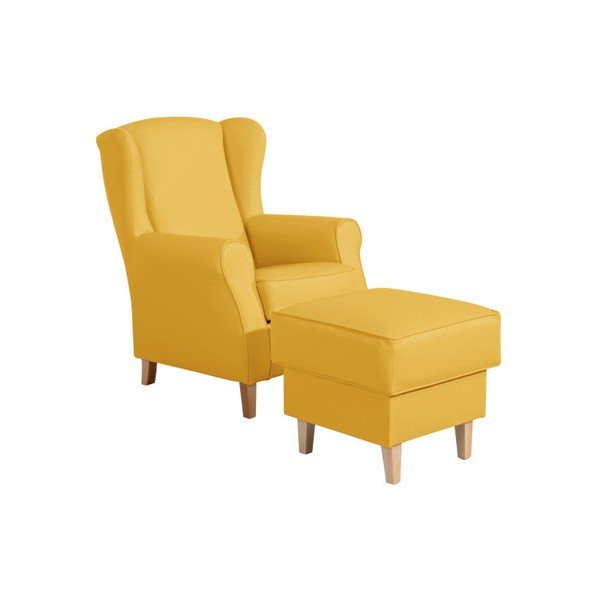 Pouf giallo in similpelle Lorris Corn - Max Winzer-image-1