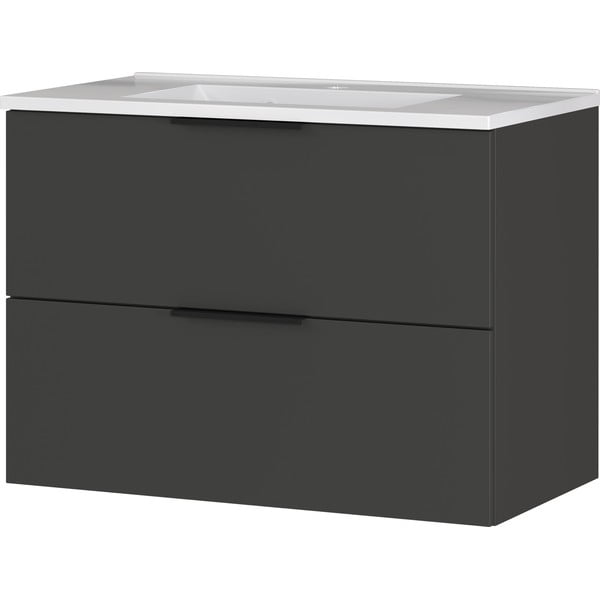 Mobile basso sospeso antracite con lavabo 81x61 cm Crandon - Germania-image-2