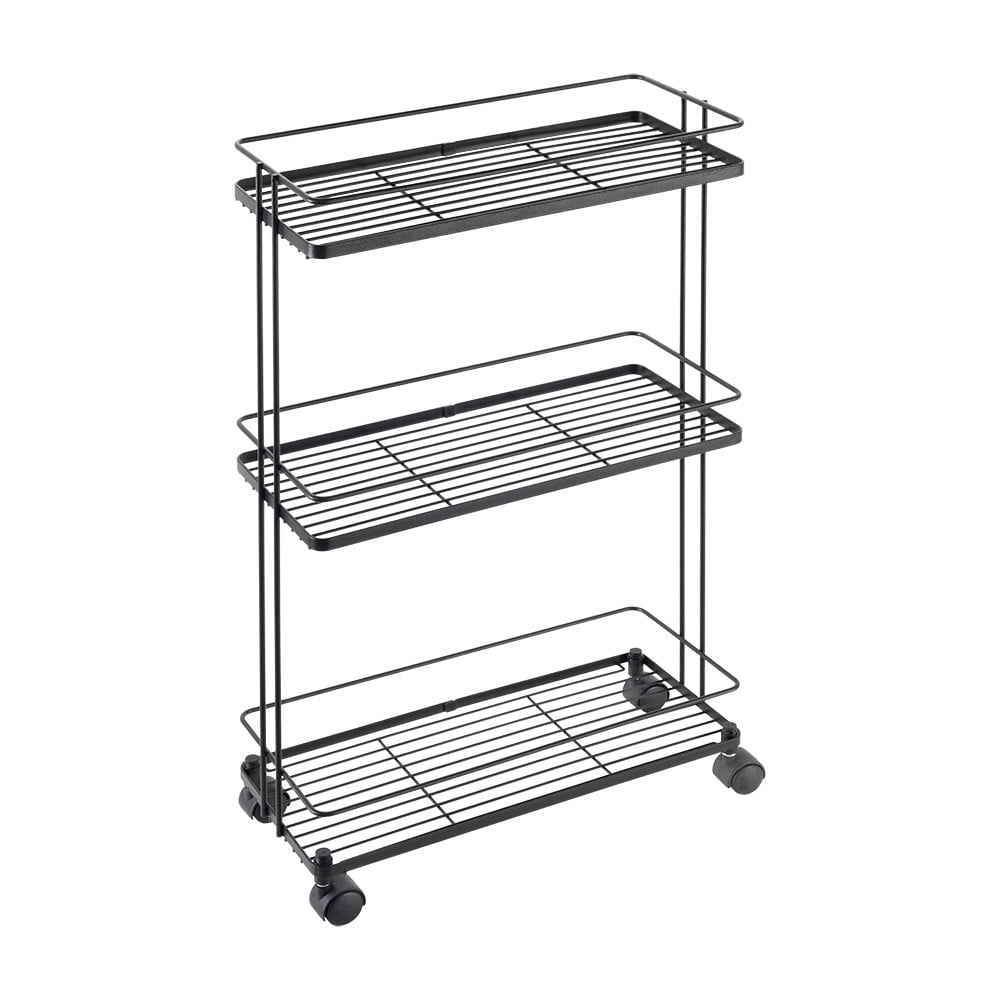 Carrello portaoggetti nero opaco in acciaio 38x62x16 cm Lava – Metaltex | Carrelli portaoggetti